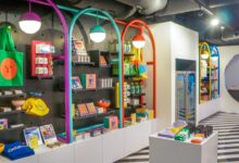 a store with shelves and toys