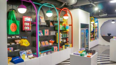 a store with shelves and toys