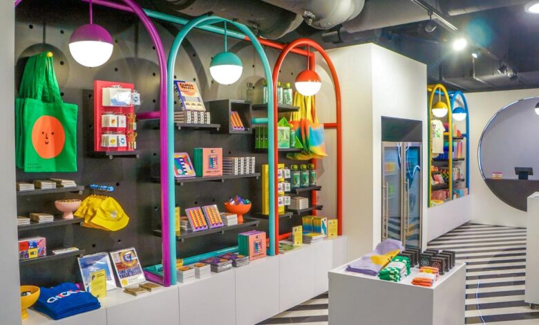 a store with shelves and toys